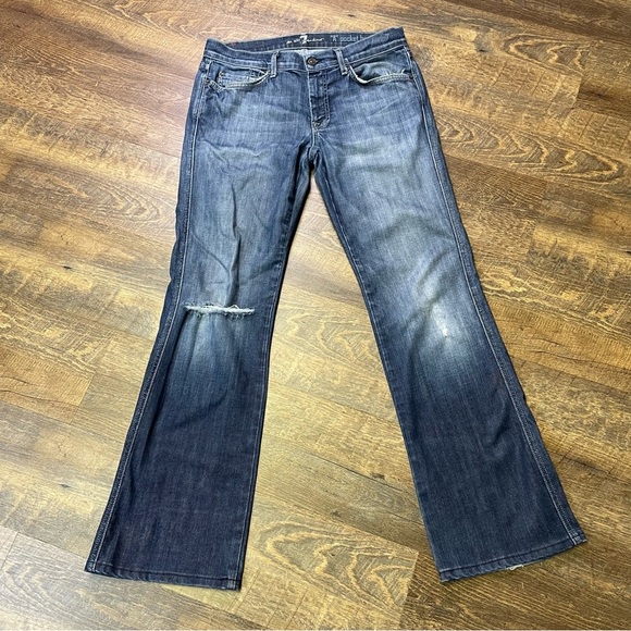 7 for All Mankind 'A' Pocket Bootcut Jeans Women's Size 32 Flare Stretch Denim - Picture 2 of 12